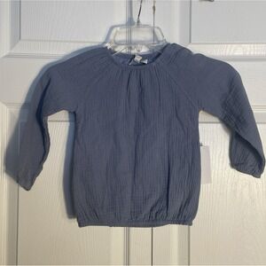 Chelsea Violet Shirt Girls 3T Blue 100% Cotton Gauze Long Sleeve Textured Top
